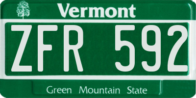 VT license plate ZFR592