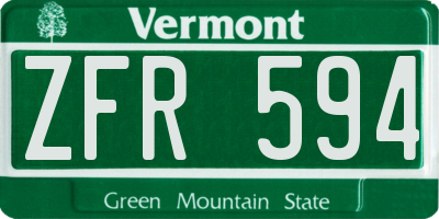 VT license plate ZFR594