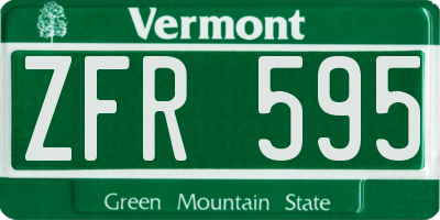 VT license plate ZFR595