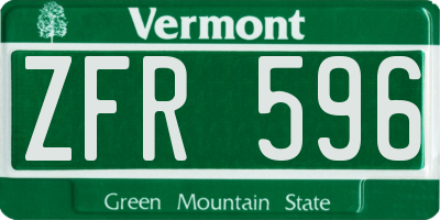 VT license plate ZFR596