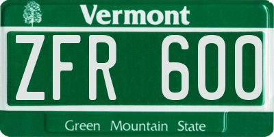 VT license plate ZFR600