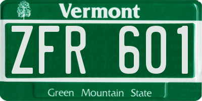VT license plate ZFR601