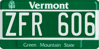 VT license plate ZFR606