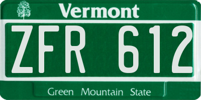 VT license plate ZFR612