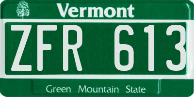 VT license plate ZFR613
