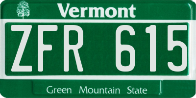 VT license plate ZFR615