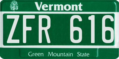 VT license plate ZFR616