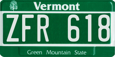 VT license plate ZFR618