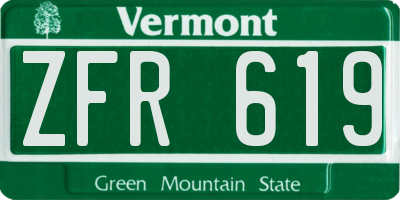 VT license plate ZFR619