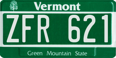 VT license plate ZFR621