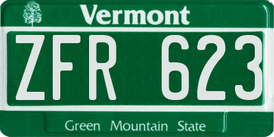 VT license plate ZFR623