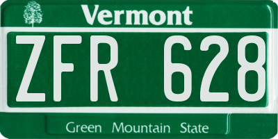 VT license plate ZFR628