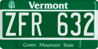 VT license plate ZFR632