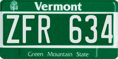 VT license plate ZFR634