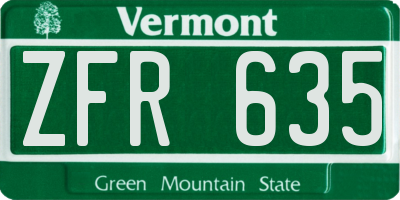 VT license plate ZFR635