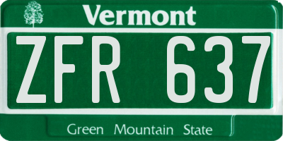 VT license plate ZFR637