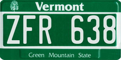 VT license plate ZFR638