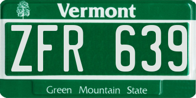 VT license plate ZFR639