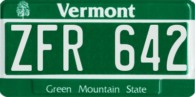 VT license plate ZFR642