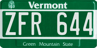 VT license plate ZFR644