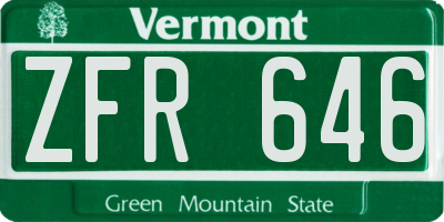 VT license plate ZFR646