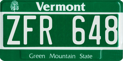 VT license plate ZFR648