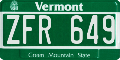 VT license plate ZFR649