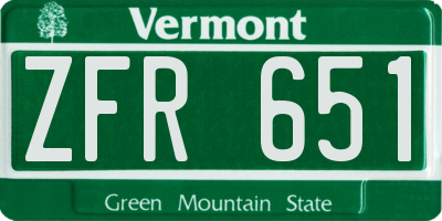 VT license plate ZFR651