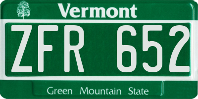 VT license plate ZFR652