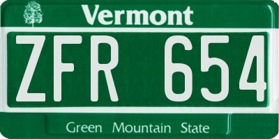 VT license plate ZFR654