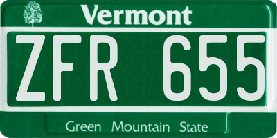 VT license plate ZFR655
