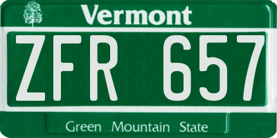 VT license plate ZFR657