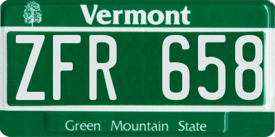 VT license plate ZFR658