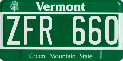 VT license plate ZFR660