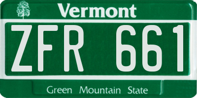 VT license plate ZFR661