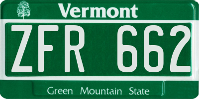 VT license plate ZFR662