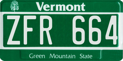 VT license plate ZFR664