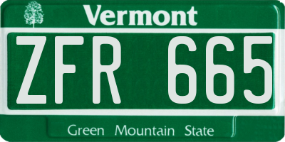 VT license plate ZFR665