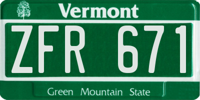 VT license plate ZFR671