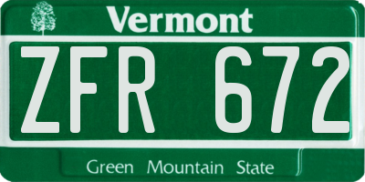 VT license plate ZFR672