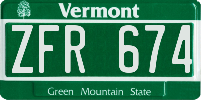 VT license plate ZFR674