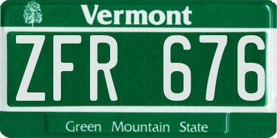 VT license plate ZFR676