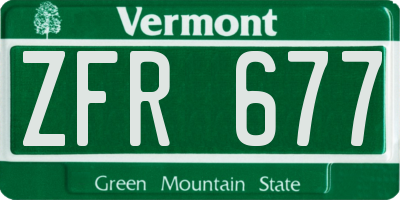 VT license plate ZFR677