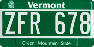 VT license plate ZFR678