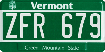 VT license plate ZFR679