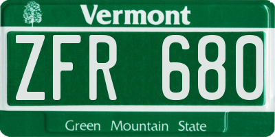 VT license plate ZFR680