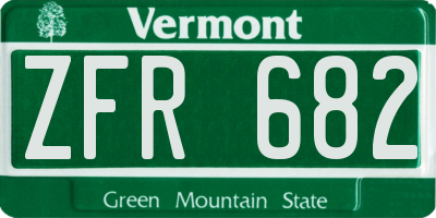 VT license plate ZFR682