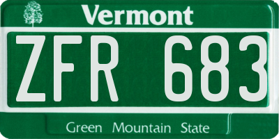 VT license plate ZFR683