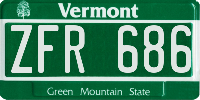 VT license plate ZFR686