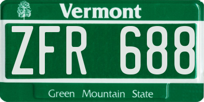 VT license plate ZFR688